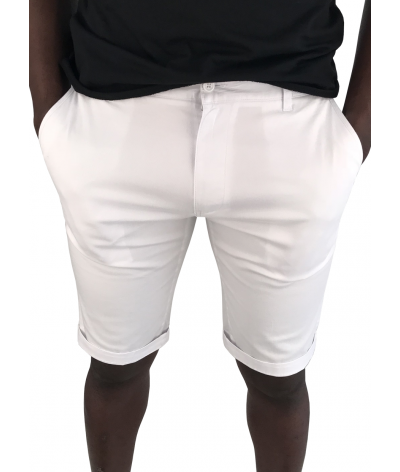 bermuda coton chino homme 4 poches sebastiano blanc