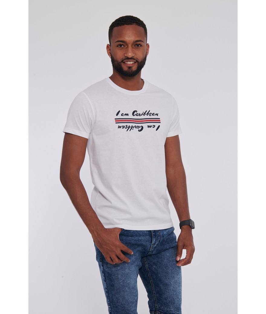 white t shirt with writing